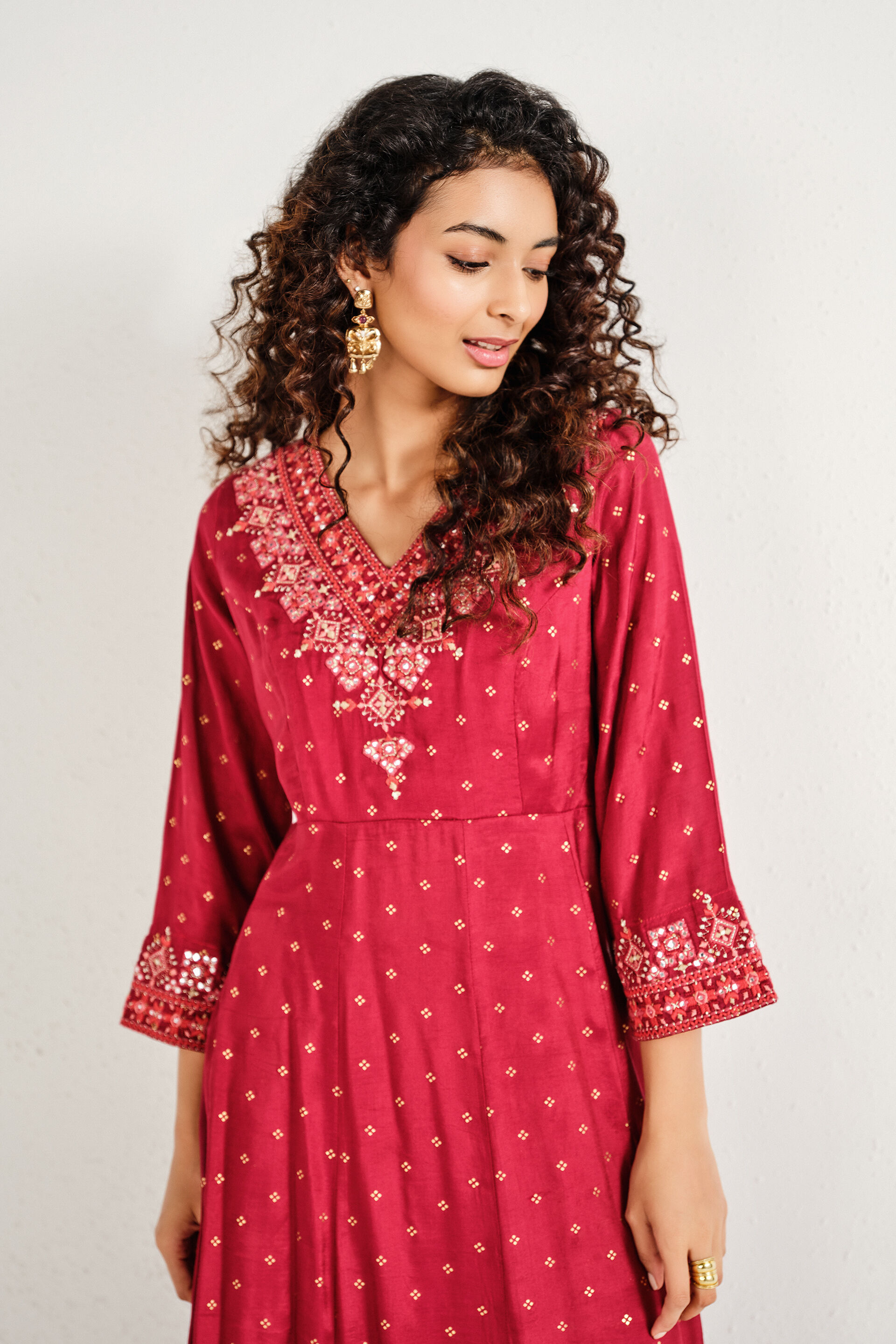 Anahita Red Kurta Set, Red, image 4